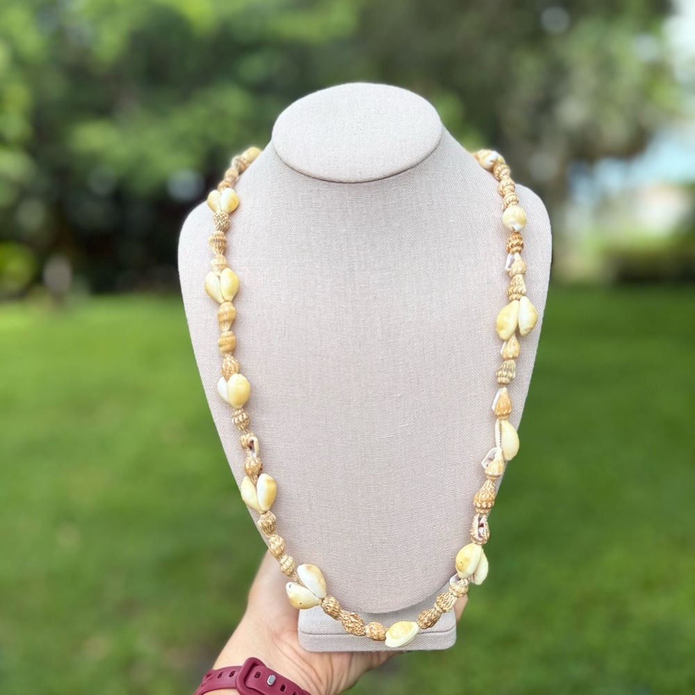 Natural Shell Necklace, long necklace made out of shells, Cowrie Shell